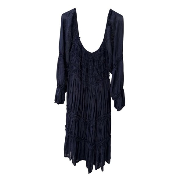 Idyllwind Dresses & Skirts - Idyllwind Womens Navy Long Sleeve Smocked Dress L/G Made In India, Pre-Owned